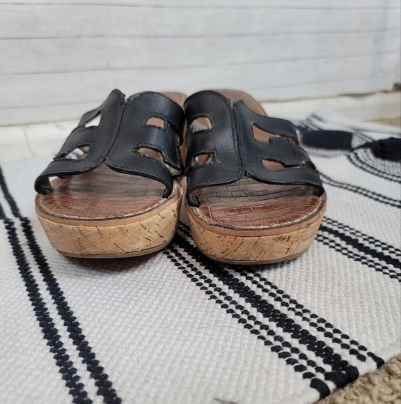 SAM EDELMAN REGIS BLACK LEATHER PLATFORM WEDGE SANDALS, SZ 9.5 - Picture 3 of 12